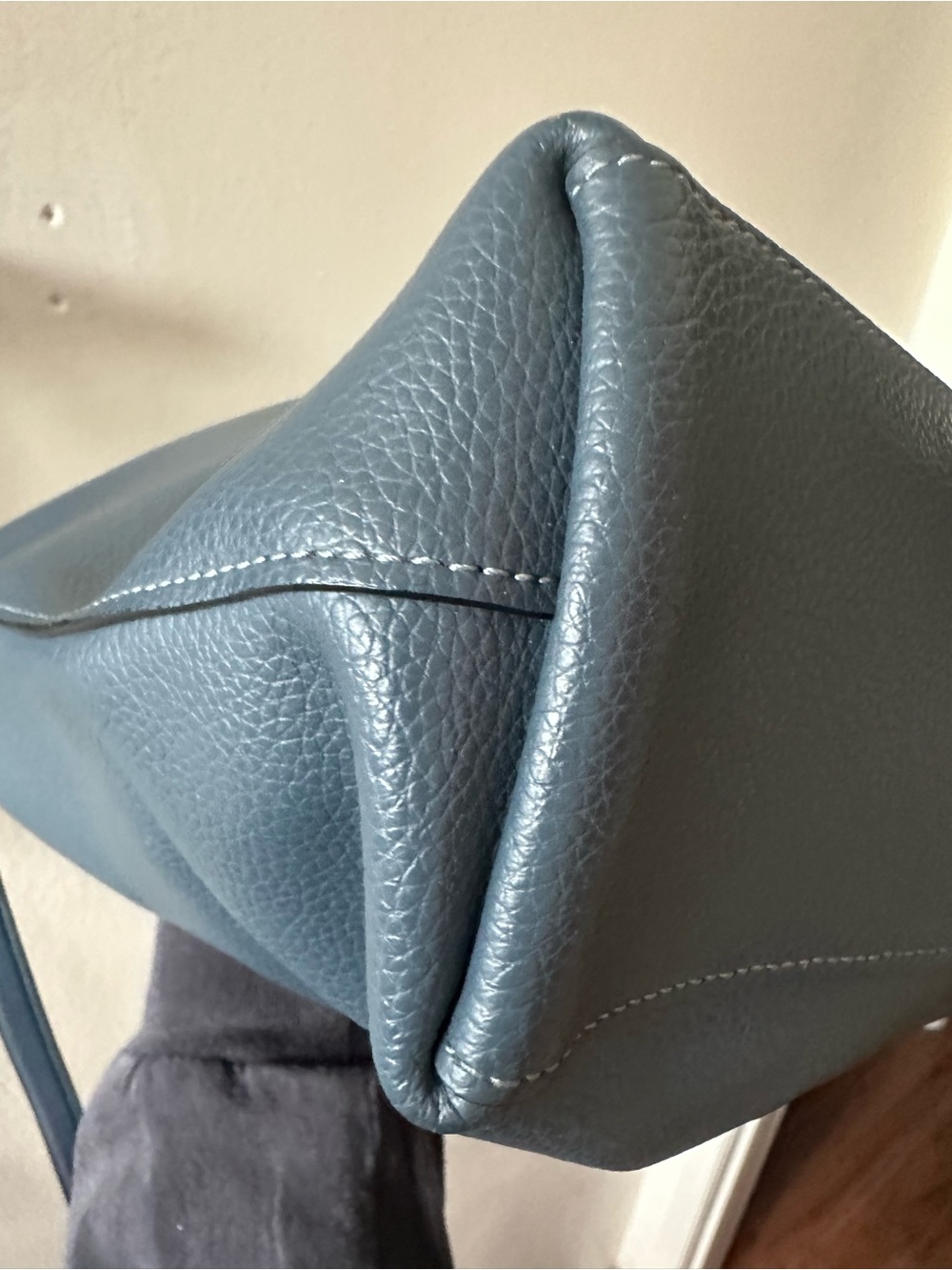 COACH THEA BAG Soft Pebbled Leather Tote Denim Blue Silver Hardware NEVER USED - Picture 6 of 11